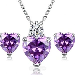 Heart ❤ Shaped Stud Earrings & Necklace Set. NWT